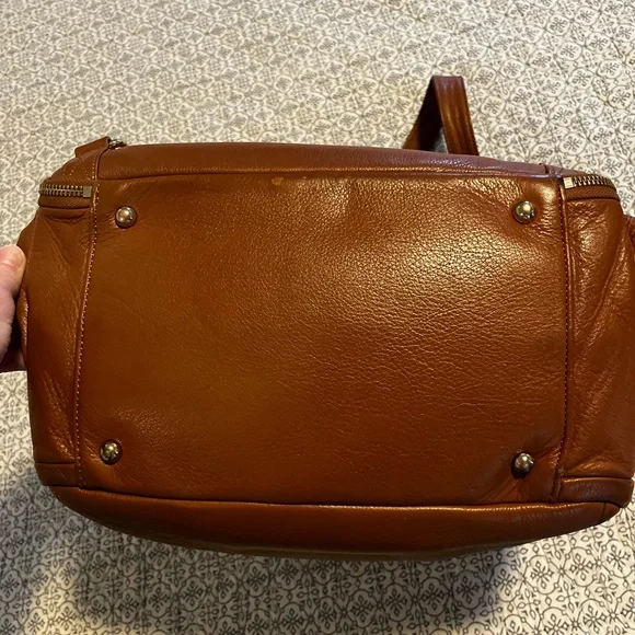 Lily Jade Brown Leather Backpack diaper bag with Teal Lining and accessories - Picture 6 of 14